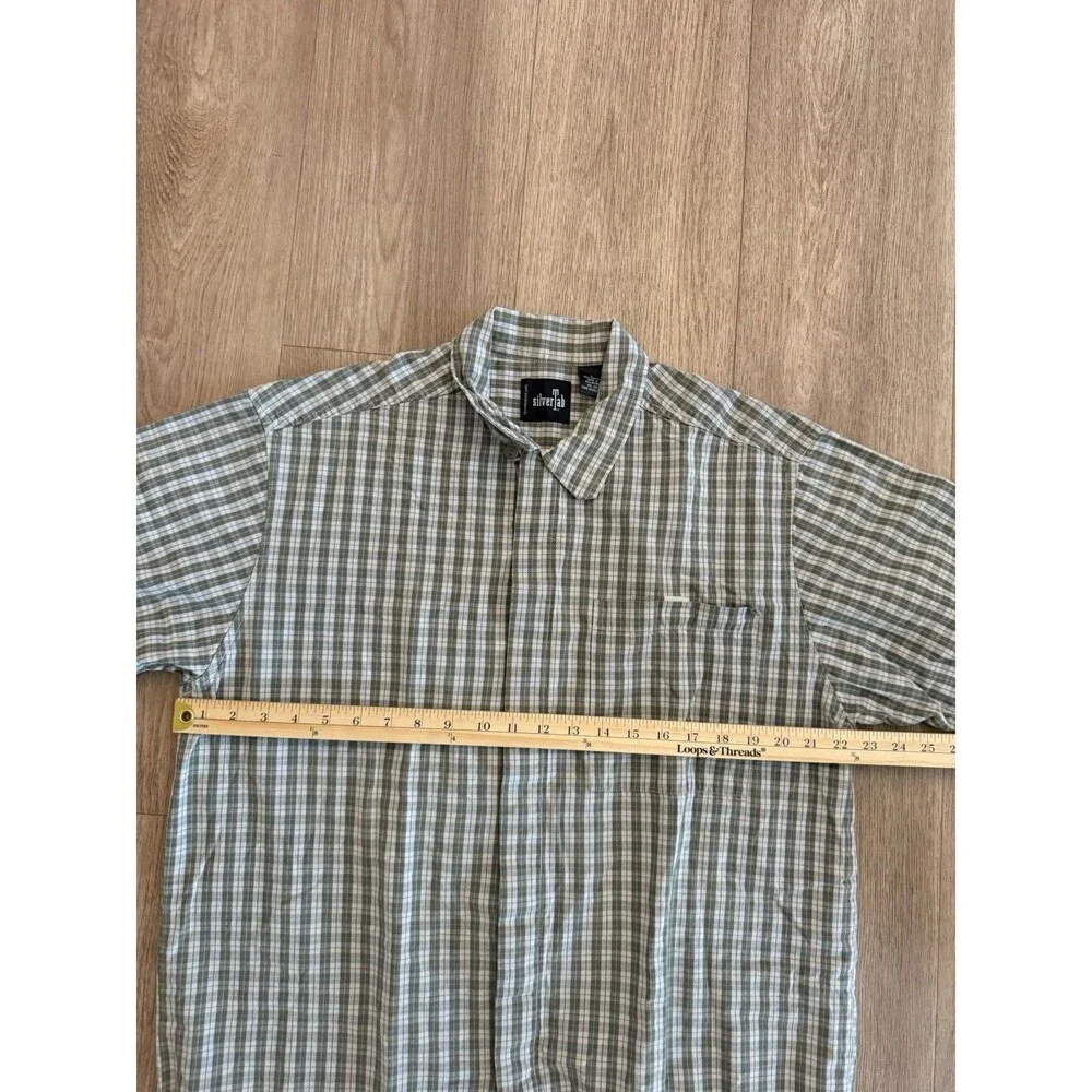 Vintage Y2K Levi Silvertab Mens Large Short Sleeve Button Down Shirt Green